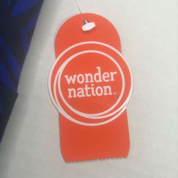 Wonder Nation Boy's Size 8 Adjustable Waist Flat Front Short Blue Palm Leaf New - Picture 3 of 13